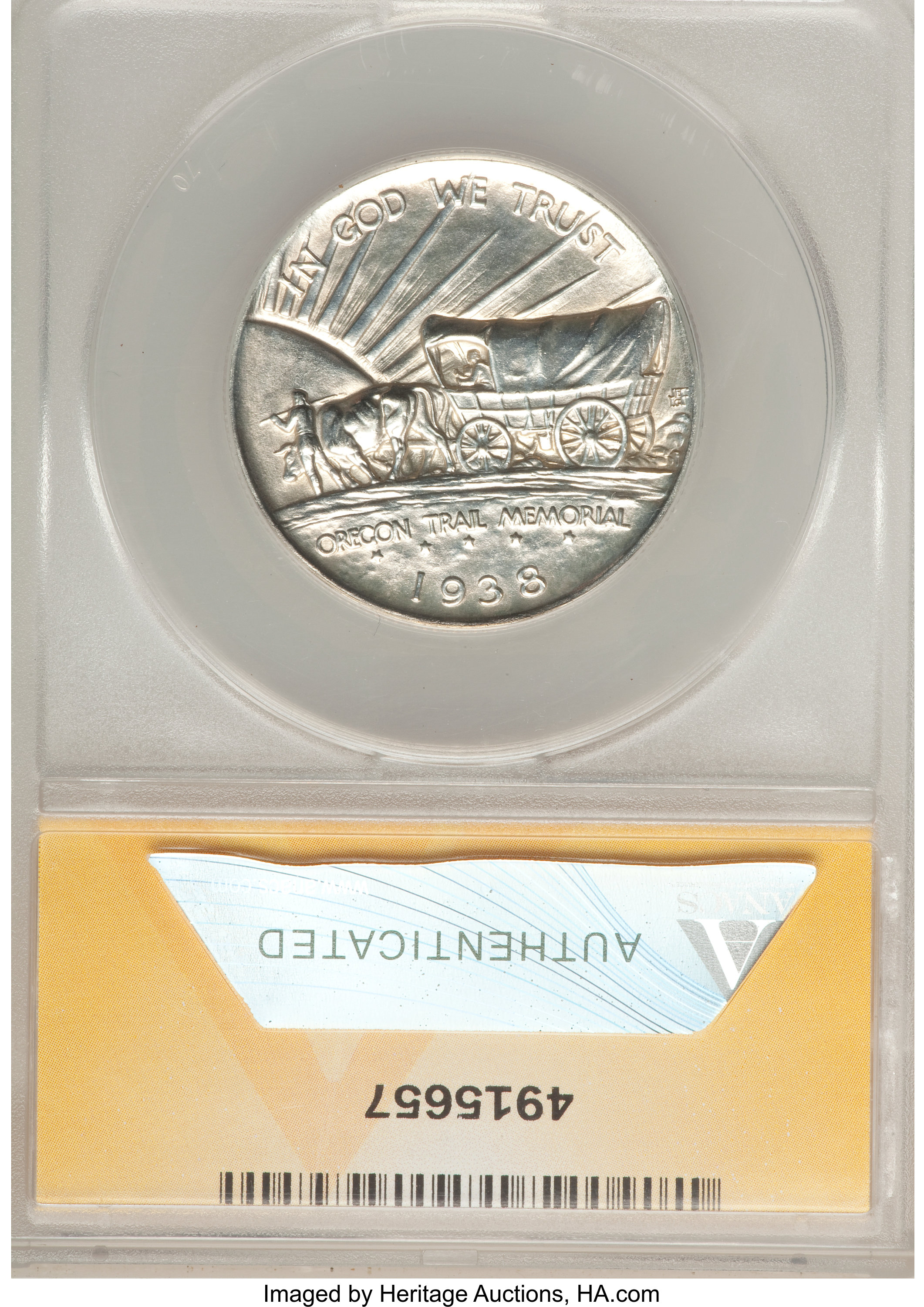 1938-D 50c Oregon Trail AU58 thumbnail 2