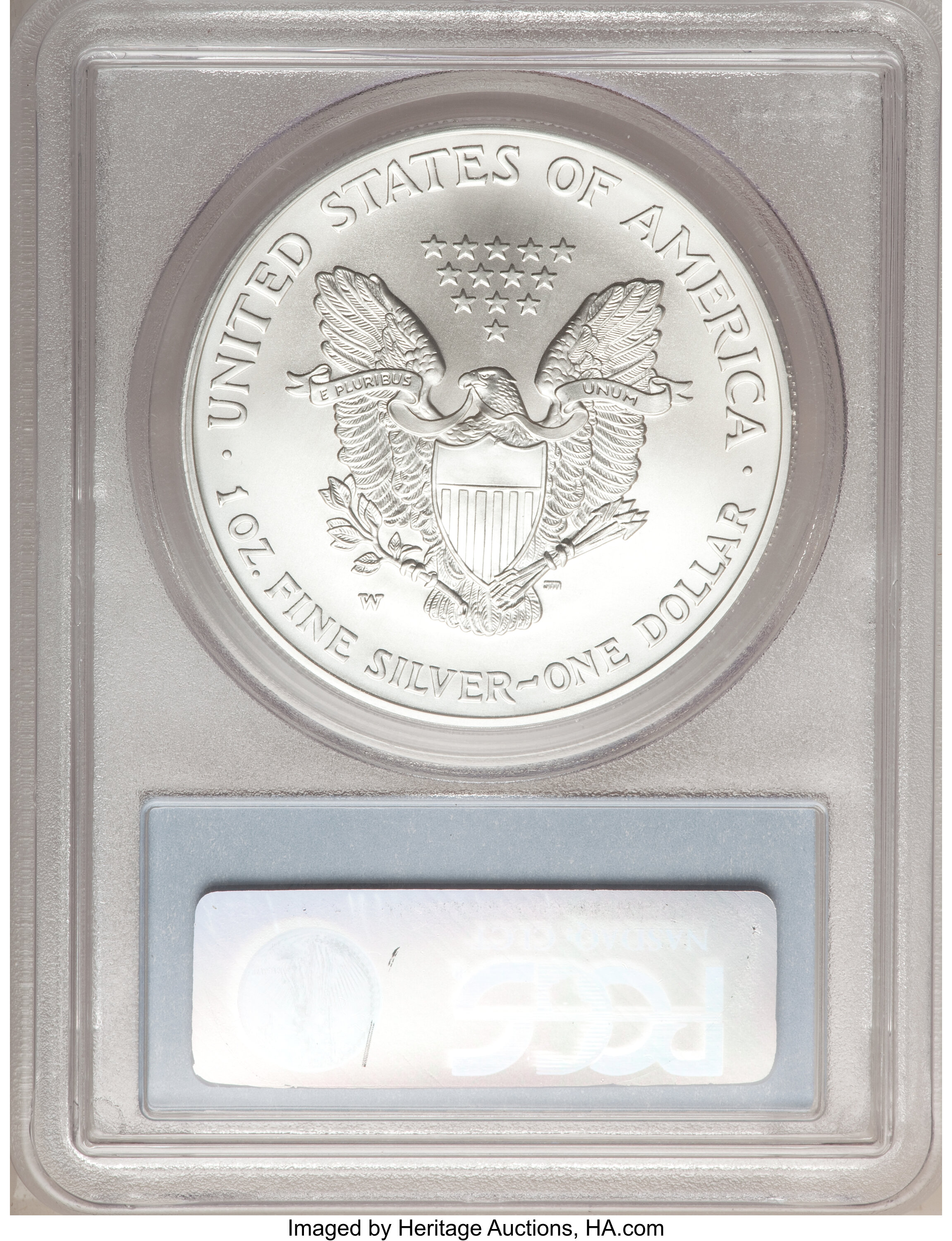 2008-W $1  Silver Eagle, Burnished, Reverse of 2007 MS68 thumbnail 8
