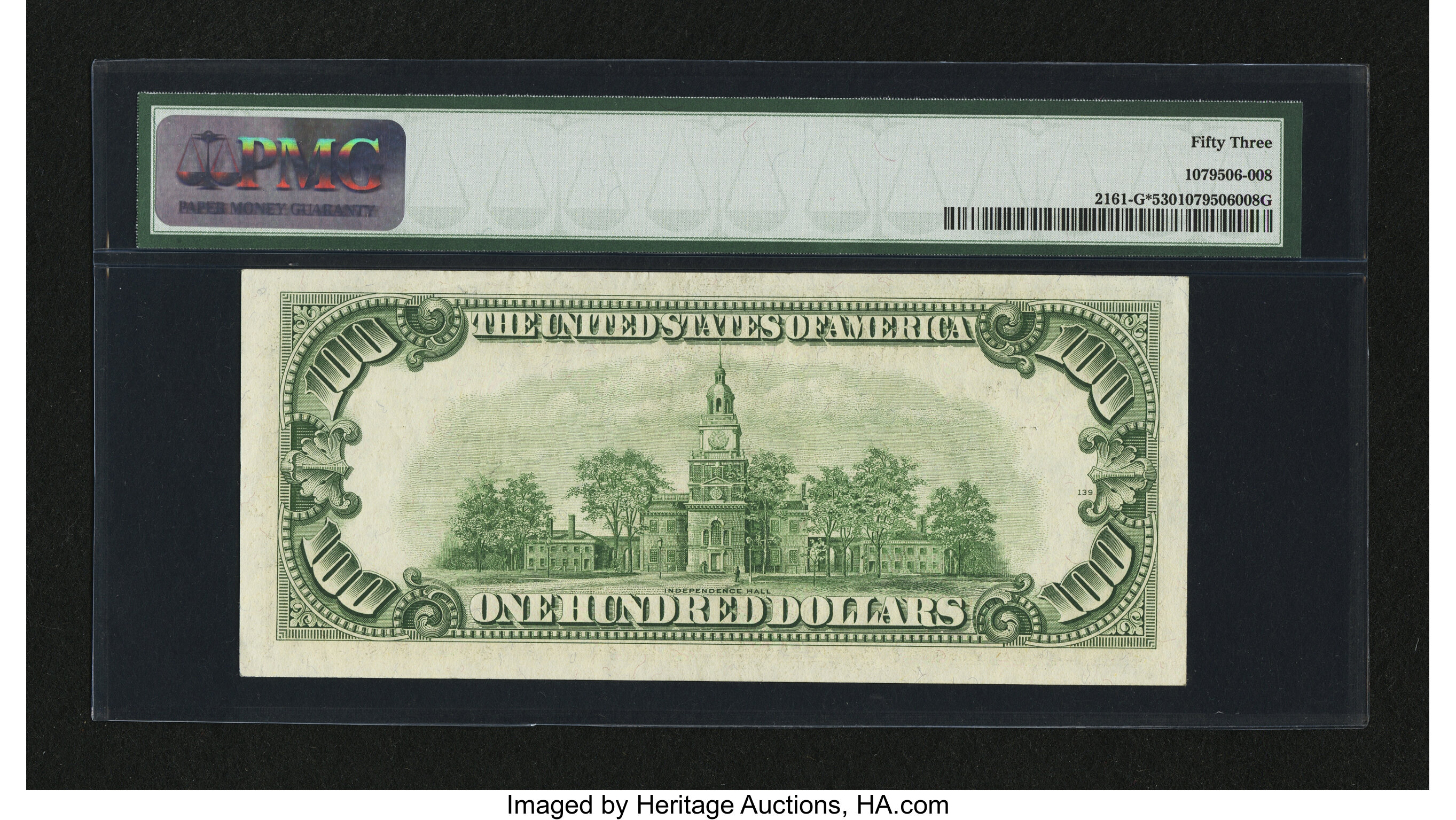 image for: Fr. 2161-G* $100 1950D Federal Reserve Star Note. PMG About Uncirculated 53....
