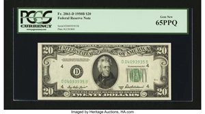 image for: Fr. 2061-D $20 1950B Federal Reserve Note. PCGS Gem New 65PPQ....