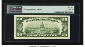 image for: Fr. 2111-E* $50 1950D Federal Reserve Star Note. PMG Choice Uncirculated 63 EPQ....