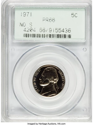 image for: 1971 5C No S PR66 PCGS....
