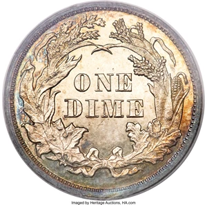 image for: 1861 10C Dime PR65 Cameo PCGS....