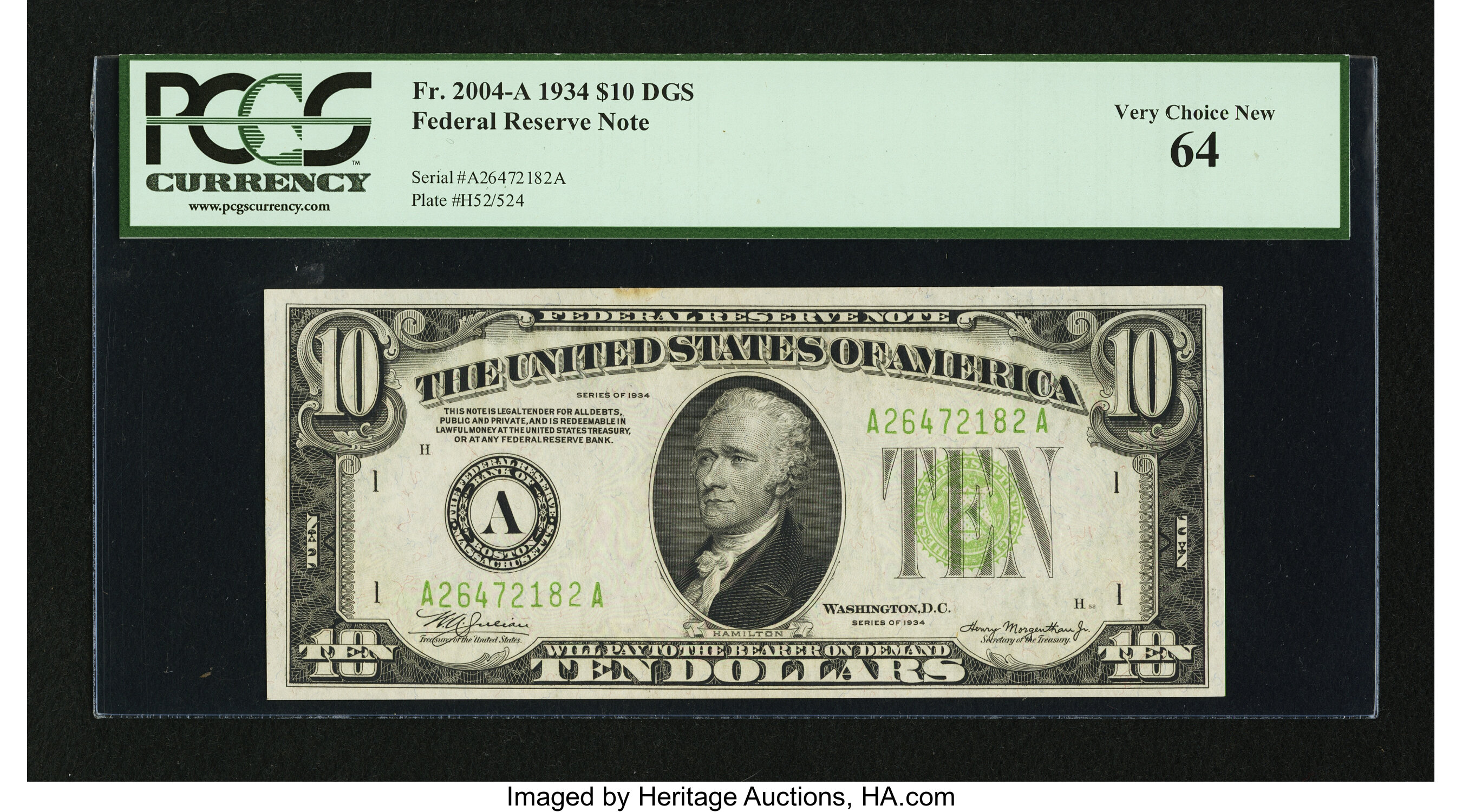image for: Fr. 2004-A $10 1934 Federal Reserve Note. PCGS Very Choice New 64....