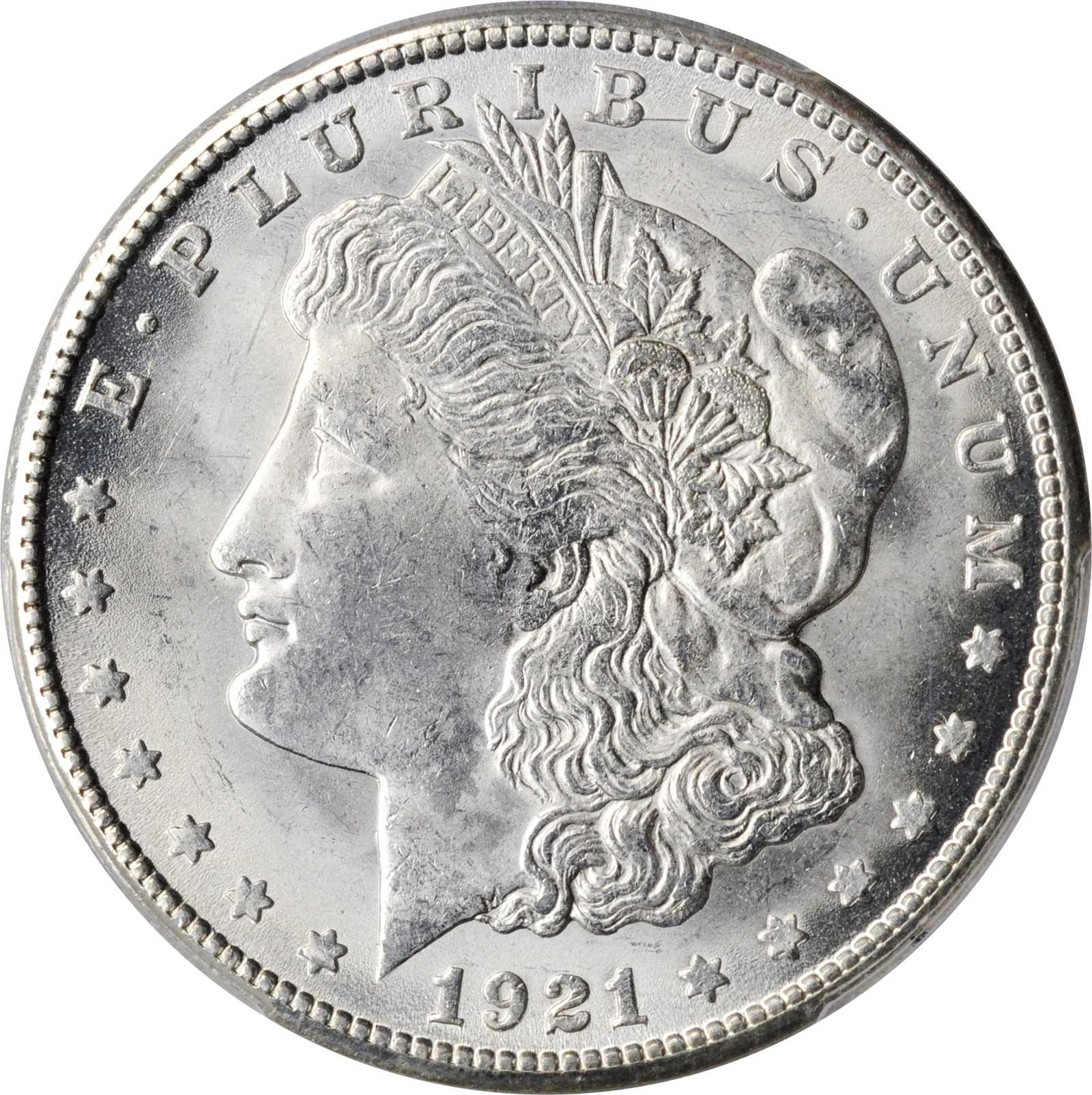 1921-S Morgan Silver Dollar. VAM-6A(1A). Hit List. BU Scratch. MS-64+ (PCGS).