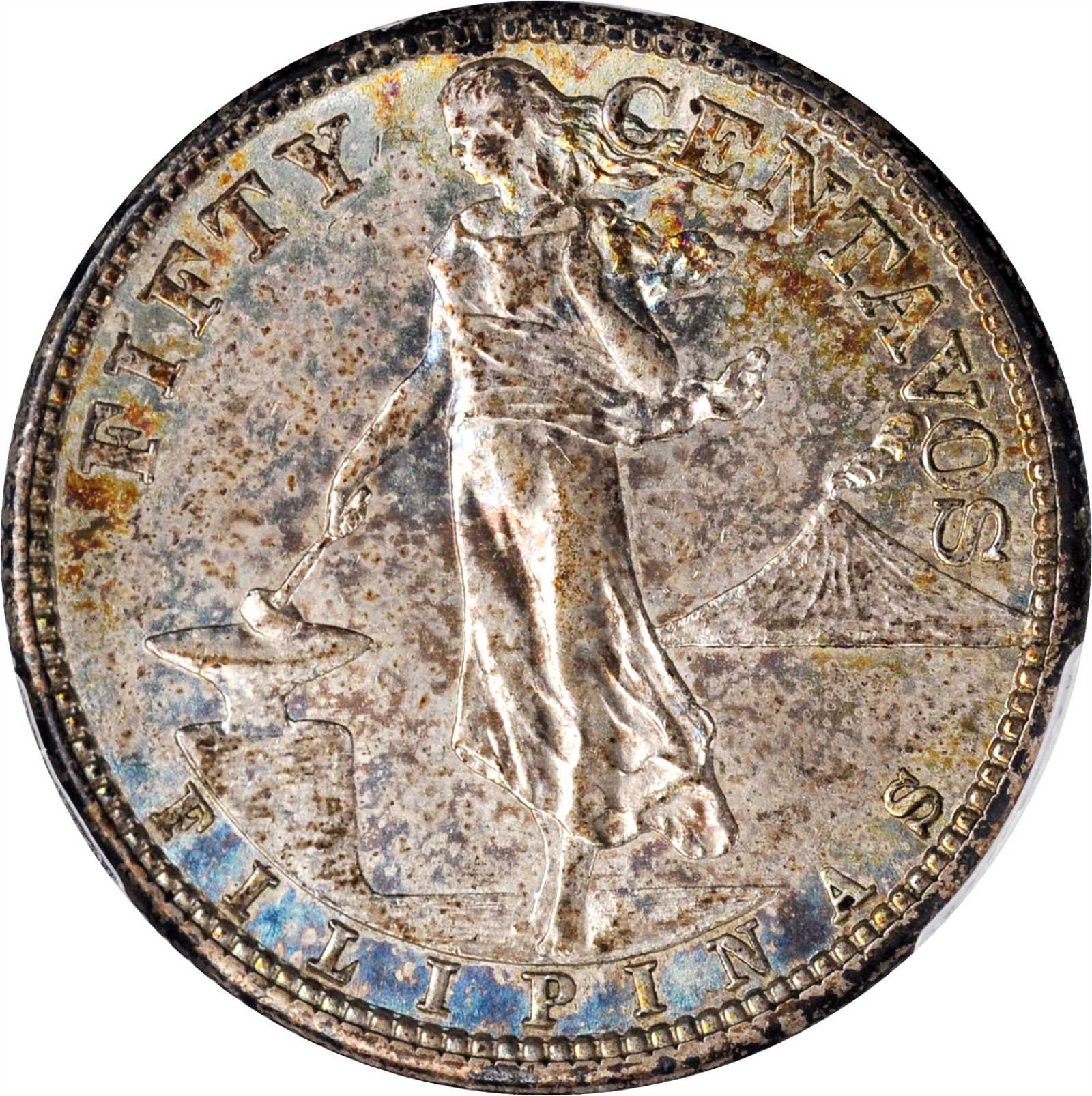 image for: PHILIPPINES. 50 Centavos, 1908-S. San Francisco Mint. PCGS AU-58 Gold Shield.