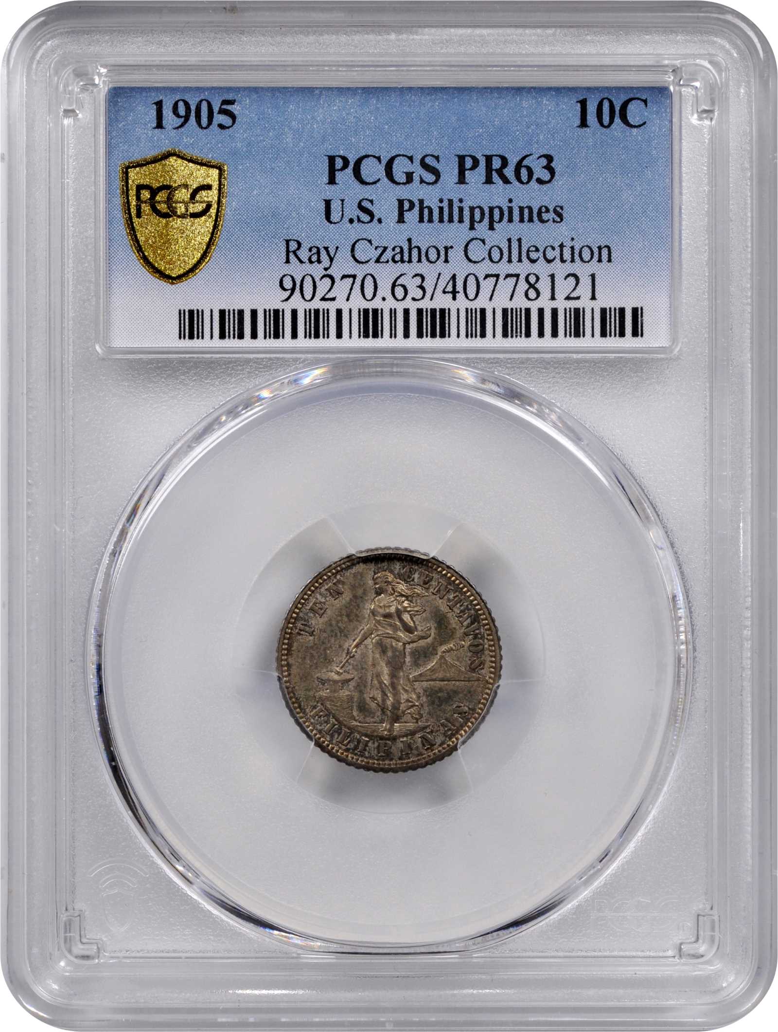 image for: PHILIPPINES. 10 Centavos, 1905. Philadelphia Mint. PCGS PROOF-63 Gold Shield.