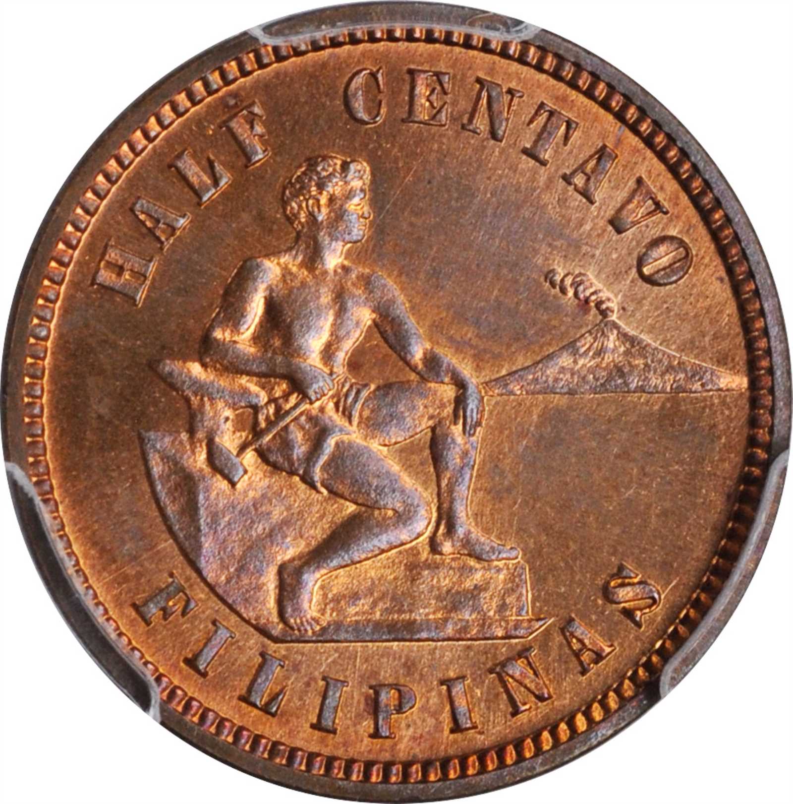 image for: PHILIPPINES. 1/2 Centavo, 1903. Philadelphia Mint. PCGS PROOF-64 Red Brown Gold Shield.
