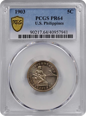 image for: PHILIPPINES. 5 Centavos, 1903. Philadelphia Mint. PCGS PROOF-64 Gold Shield.