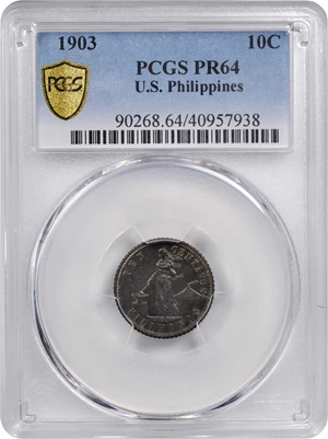 image for: PHILIPPINES. 10 Centavos, 1903. Philadelphia Mint. PCGS PROOF-64 Gold Shield.