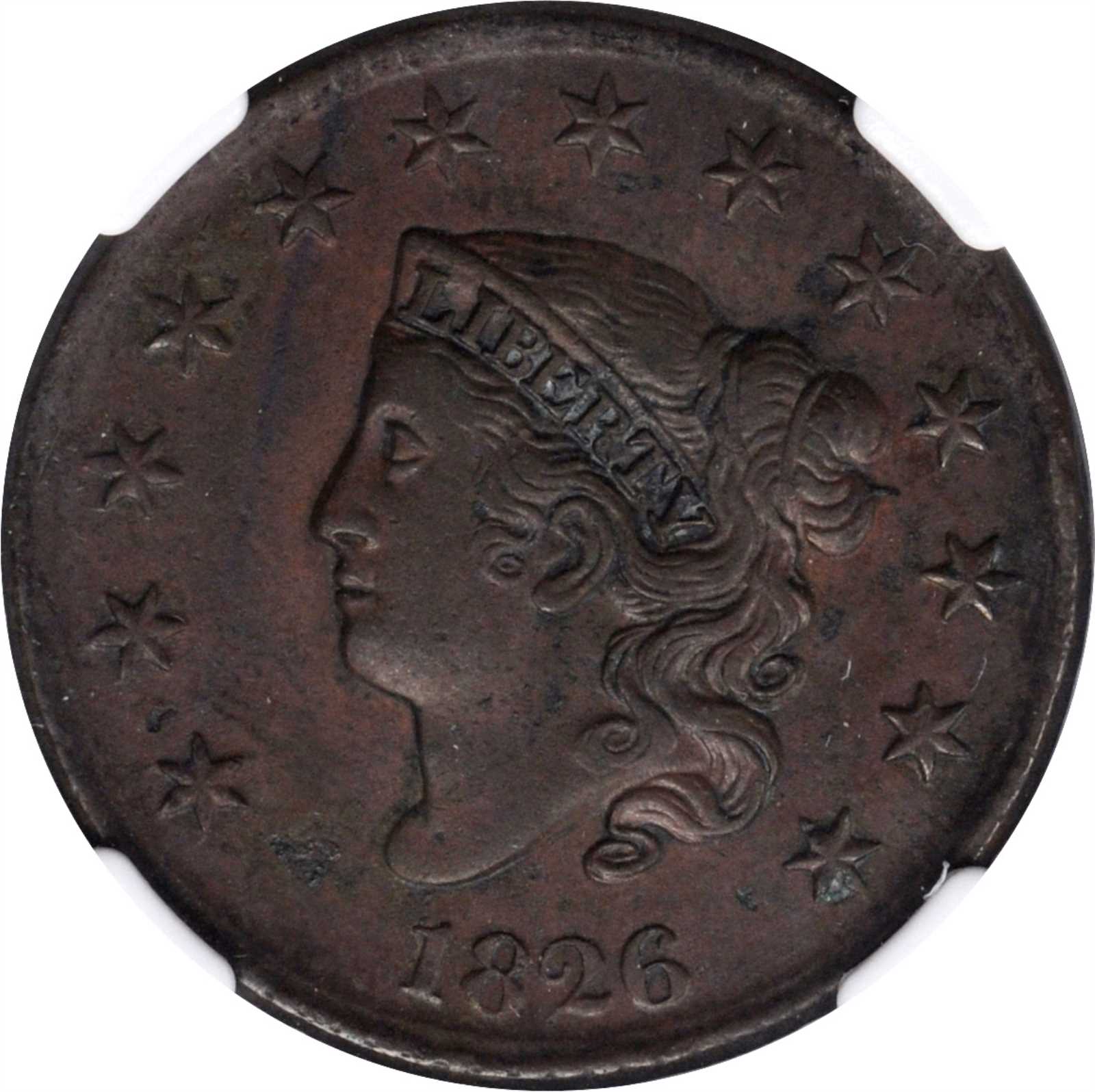 image for: 1826 Matron Head Cent. N-4. AU Details--Environmental Damage (NGC).