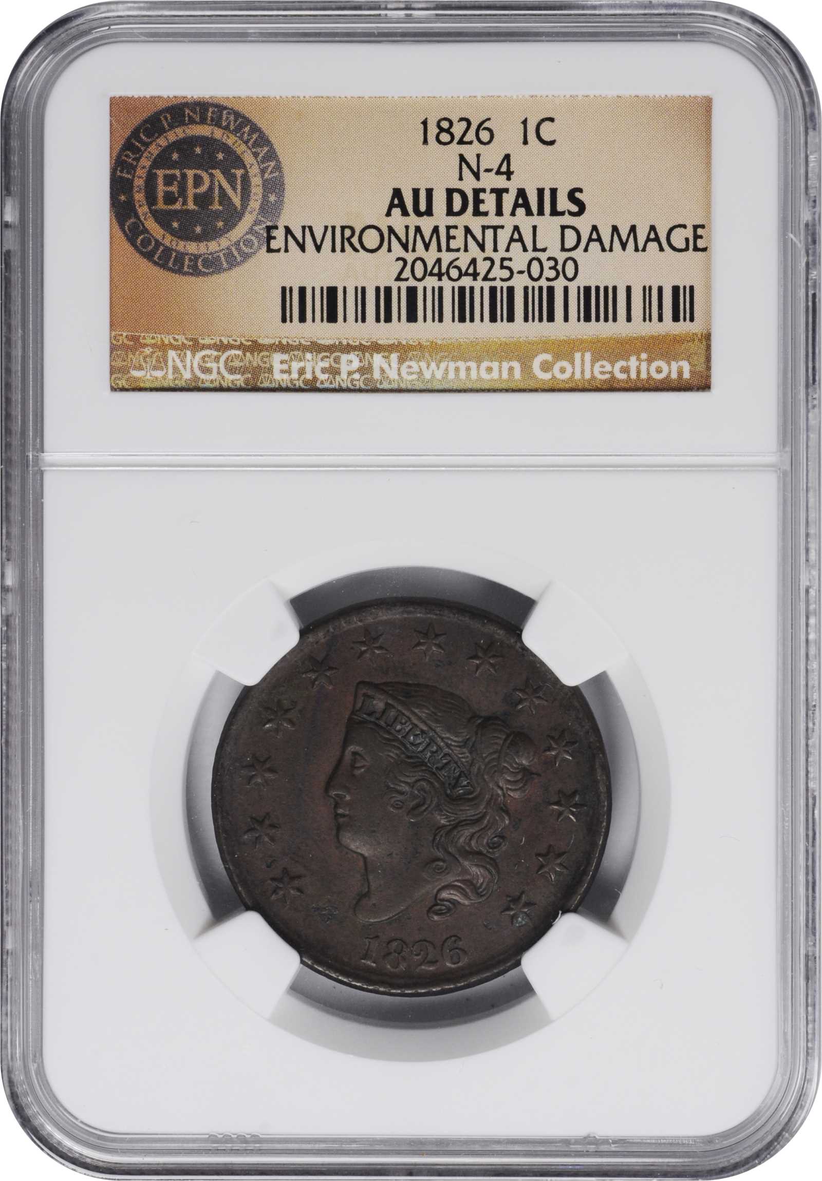 image for: 1826 Matron Head Cent. N-4. AU Details--Environmental Damage (NGC).