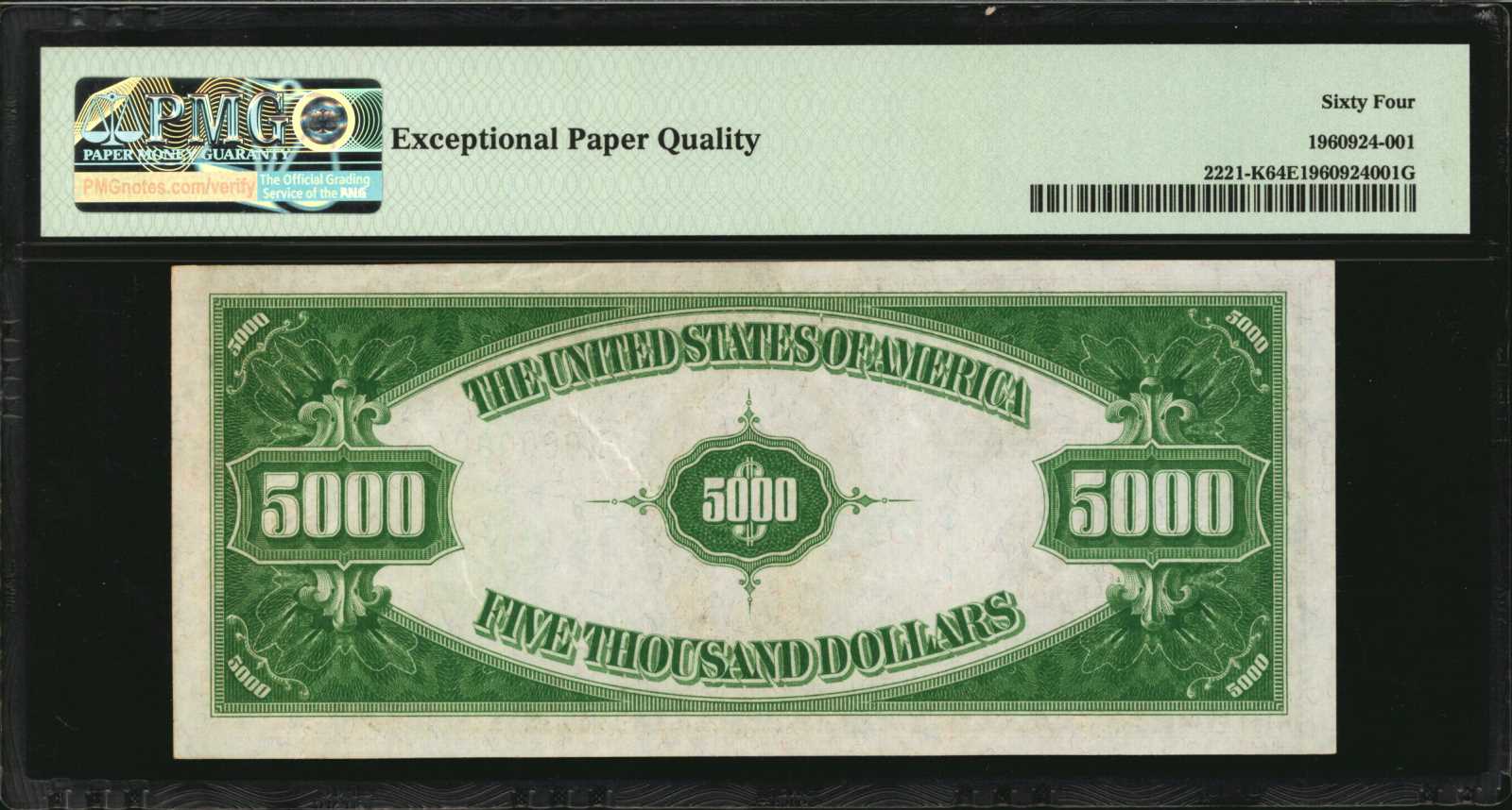image for: Fr. 2221-K. 1934 $5000 Federal Reserve Note. Dallas. PMG Choice Uncirculated 64 EPQ.