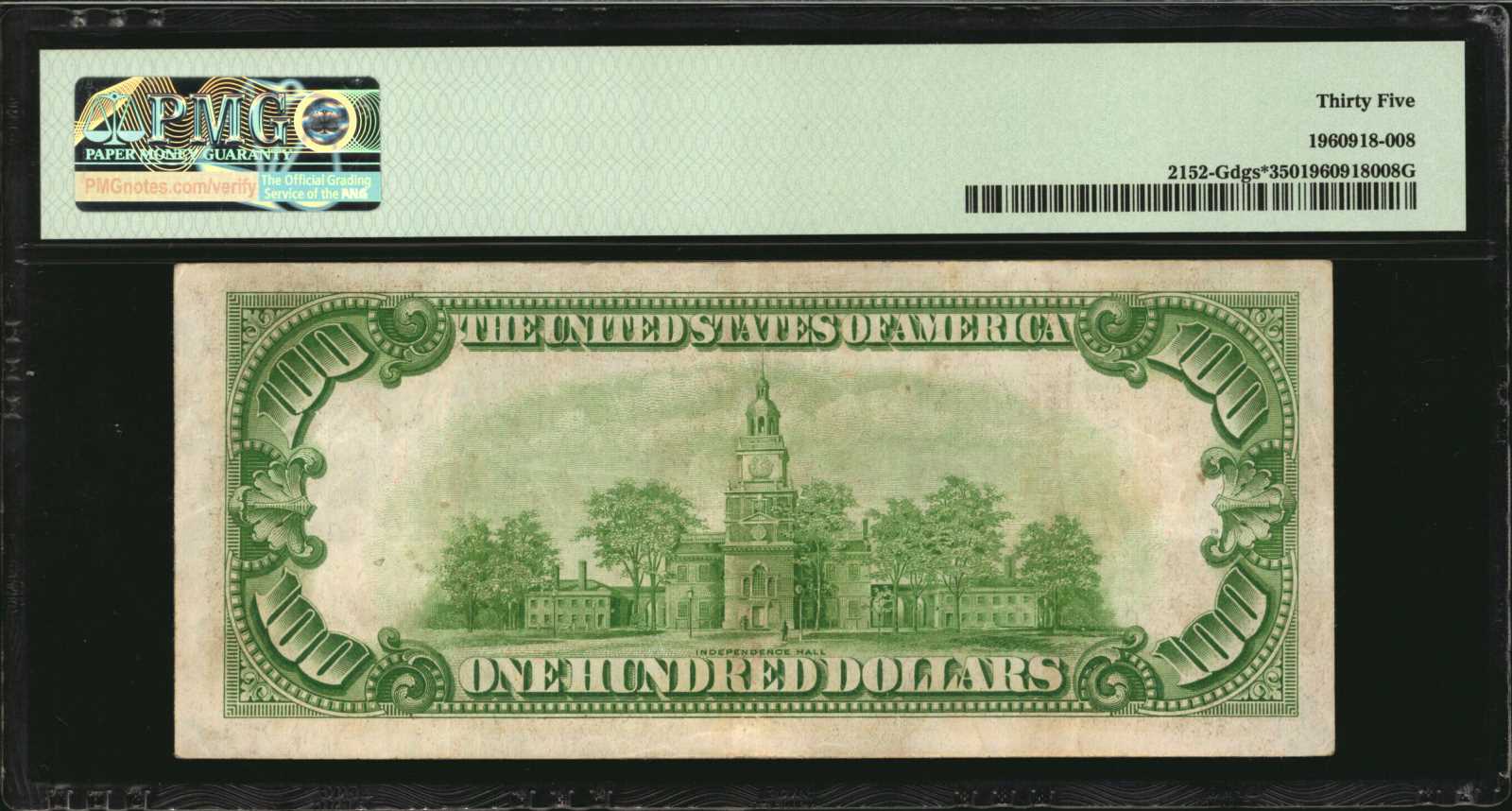image for: Fr. 2152-Gdgs*. 1934 $100 Federal Reserve Star Note. Chicago. PMG Choice Very Fine 35.