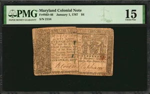 image for: MD-46. Maryland. January 1, 1767. $4. PMG Choice Fine 15.