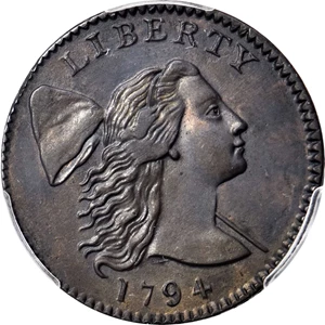 image for: 1794 Liberty Cap Cent. S-28. Rarity-2+. Head of 1794. AU Details--Repaired (PCGS).