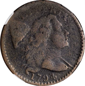image for: 1794 Liberty Cap Cent. S-59. Rarity-3. Head of 1794. Fine Details--Edge Damage (NGC).