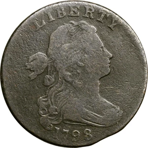 image for: 1798 Draped Bust Cent. S-172. Rarity-2. Style II Hair. Fine-12, Granular.