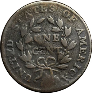 image for: 1800/1798 Draped Bust Cent. S-191. Rarity-3. Style I Hair. Good-6.