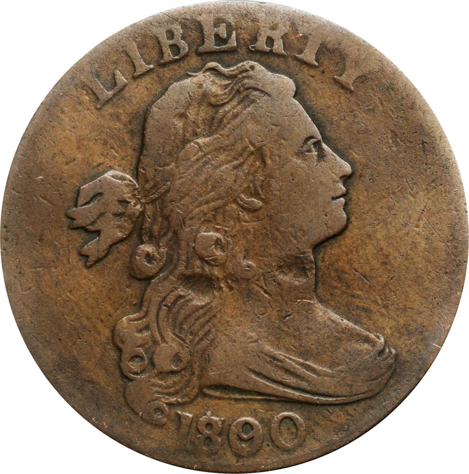 image for: 1800/79 Draped Bust Cent. S-192. Rarity-3. Style II Hair. Fine-15.
