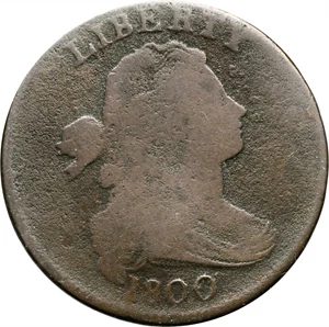 image for: 1800 Draped Bust Cent. S-200. Rarity-3. Good-6, Porous, Bent.