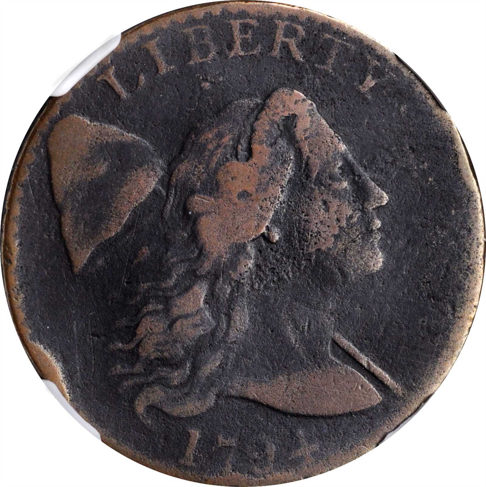 image for: 1794 Liberty Cap Cent. S-41. Rarity-3. Head of 1794. VF Details--Environmental Damage (NGC).
