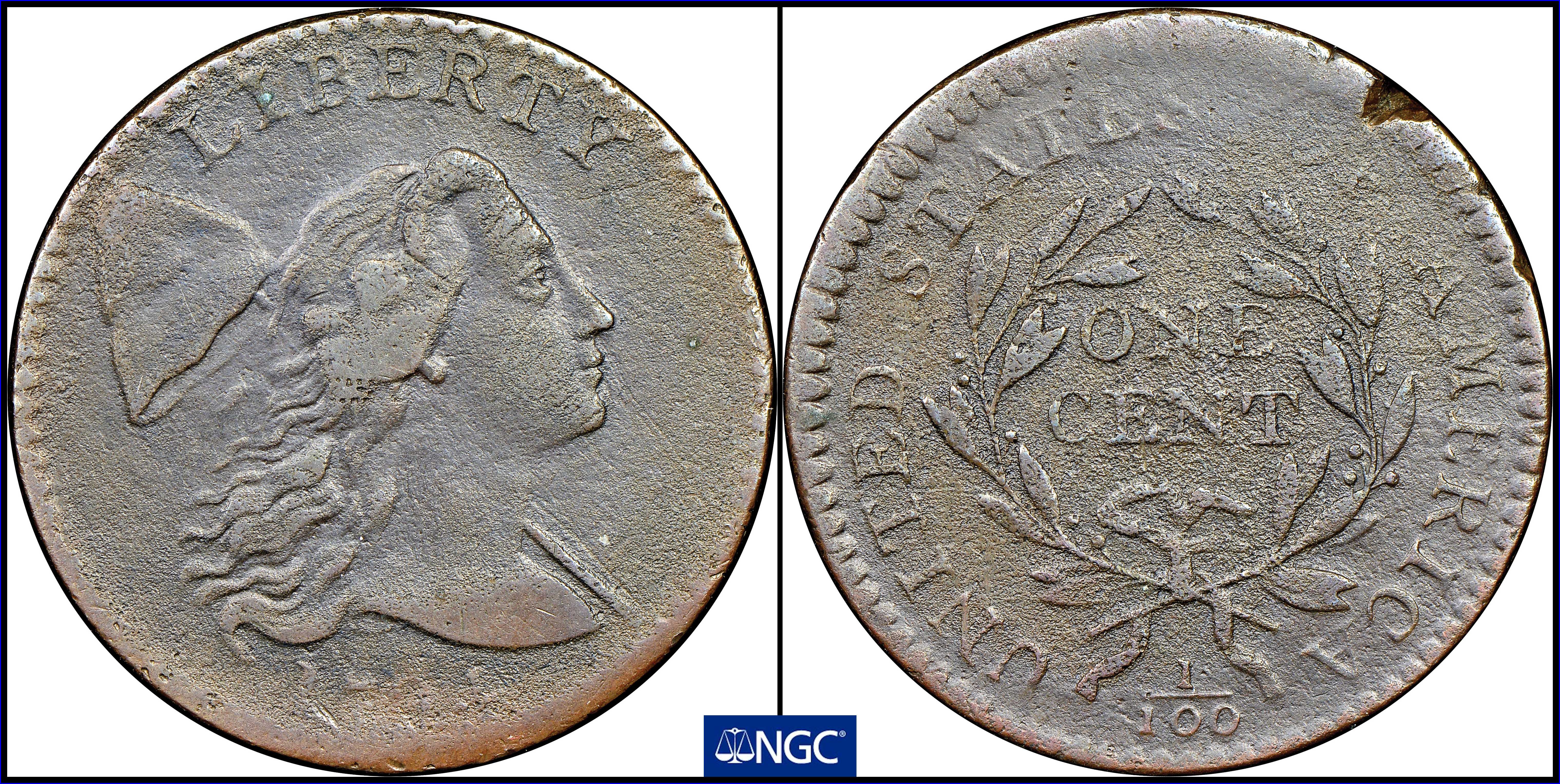 image for: 1794 Liberty Cap Cent. S-42. Rarity-4. Head of 1794. VF Details--Corrosion, Rim Damage (NGC).