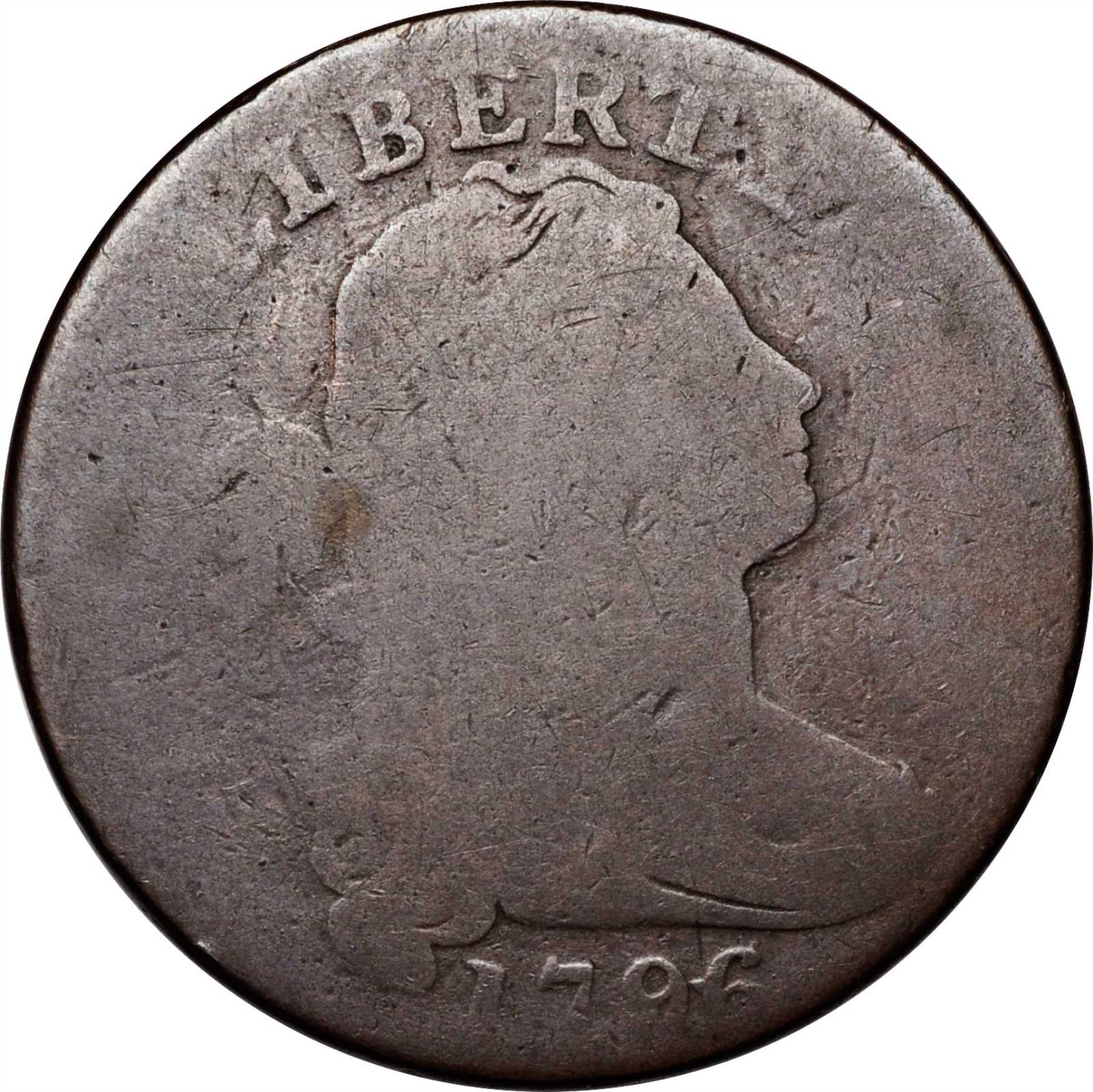 image for: 1796 Draped Bust Cent. S-111. Rarity-5-. Reverse of 1794. Fair-2.