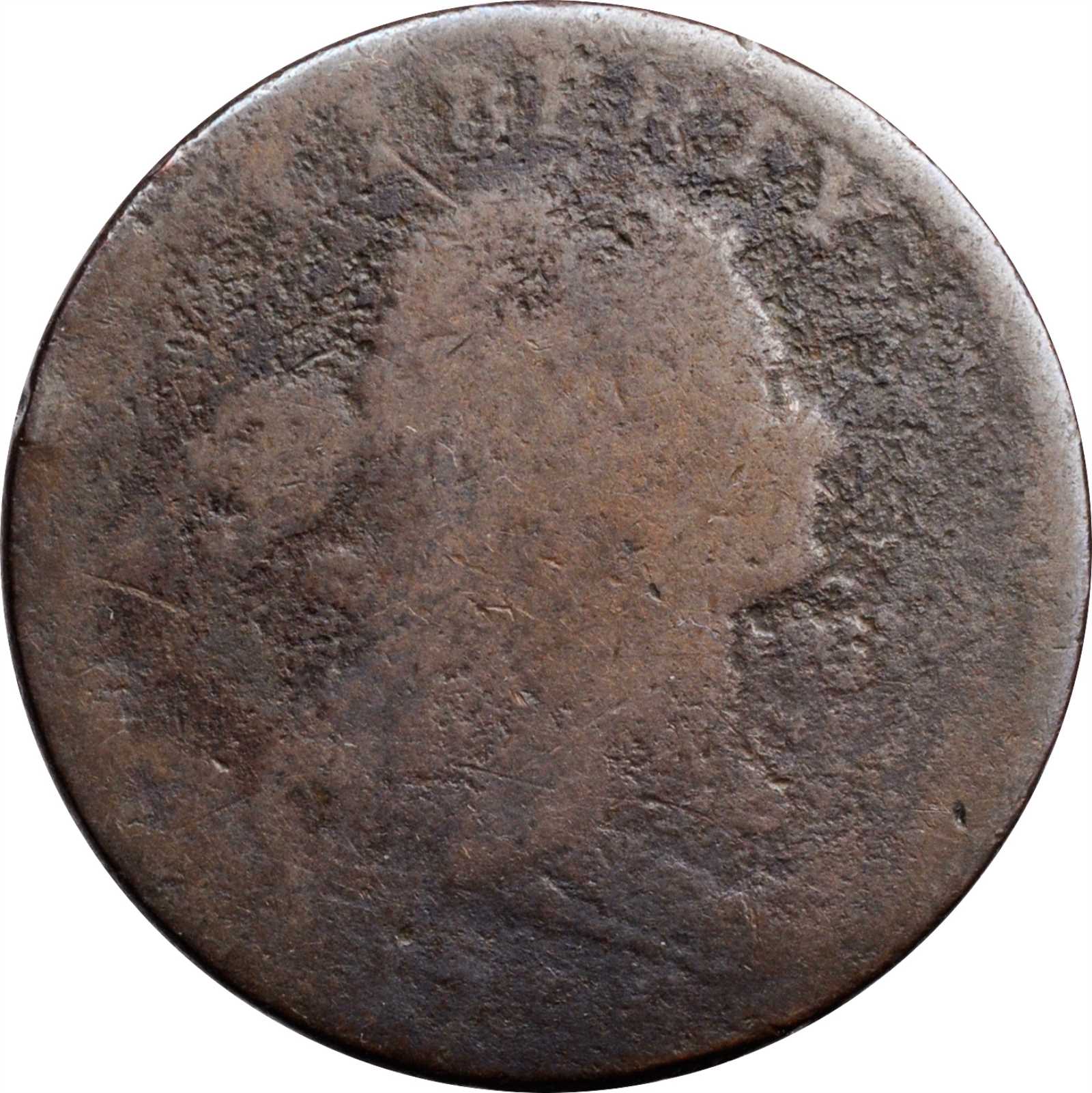image for: 1796 Draped Bust Cent. S-108. Rarity-4. Reverse of 1794. AG-3, Porous, Bent.