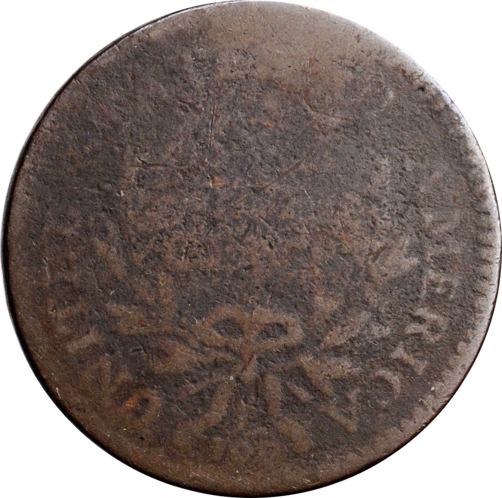 image for: 1796 Draped Bust Cent. S-108. Rarity-4. Reverse of 1794. AG-3, Porous, Bent.
