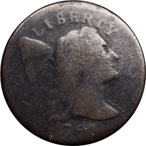 image for: 1796 Liberty Cap Cent. S-87. Rarity-3. VG-8, Burnished.