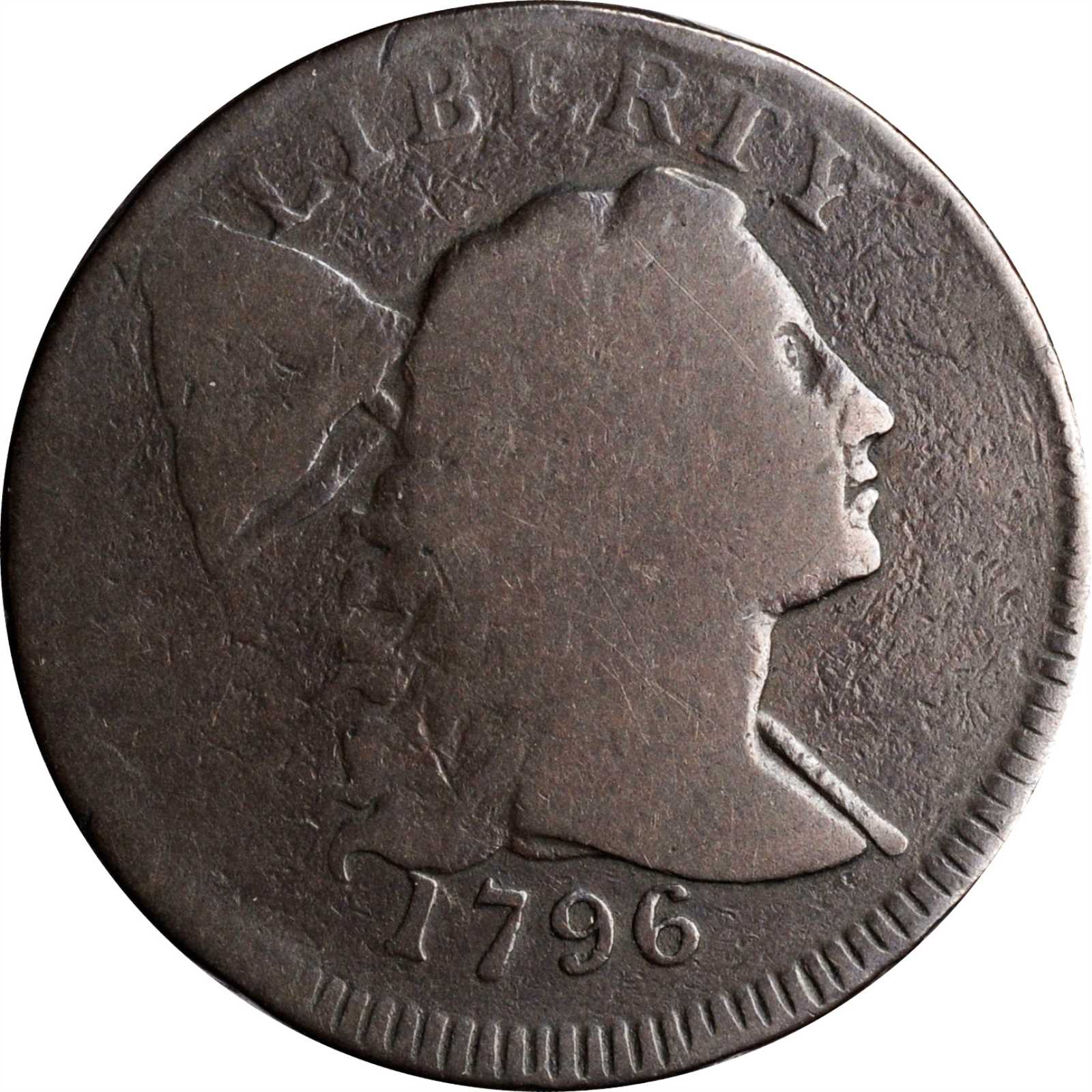 image for: 1796 Liberty Cap Cent. S-82. Rarity-5. Good-6.
