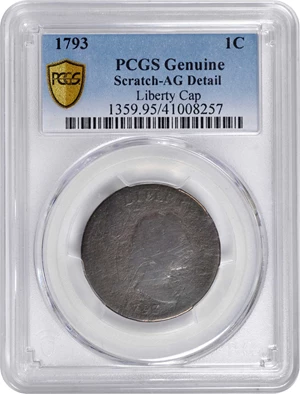 image for: 1793 Liberty Cap Cent. S-12. Rarity-6. AG Details--Scratch (PCGS).