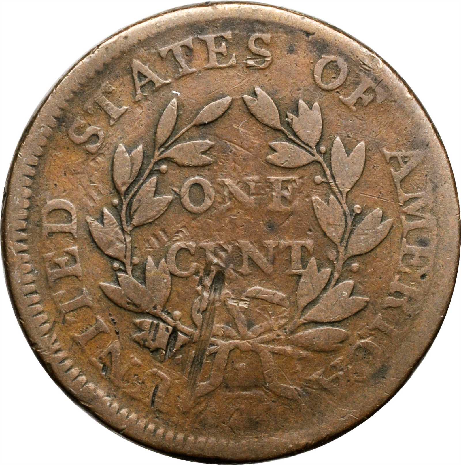 image for: 1798 Draped Bust Cent. S-153. Rarity-3. Style I Hair. Good-4, Damaged.