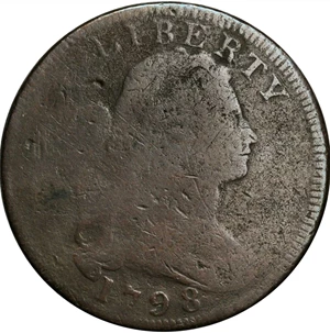 image for: 1798 Draped Bust Cent. S-155. Rarity-3. Reverse of 1795. Good-4.