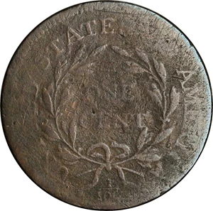 image for: 1798 Draped Bust Cent. S-155. Rarity-3. Reverse of 1795. Good-4.