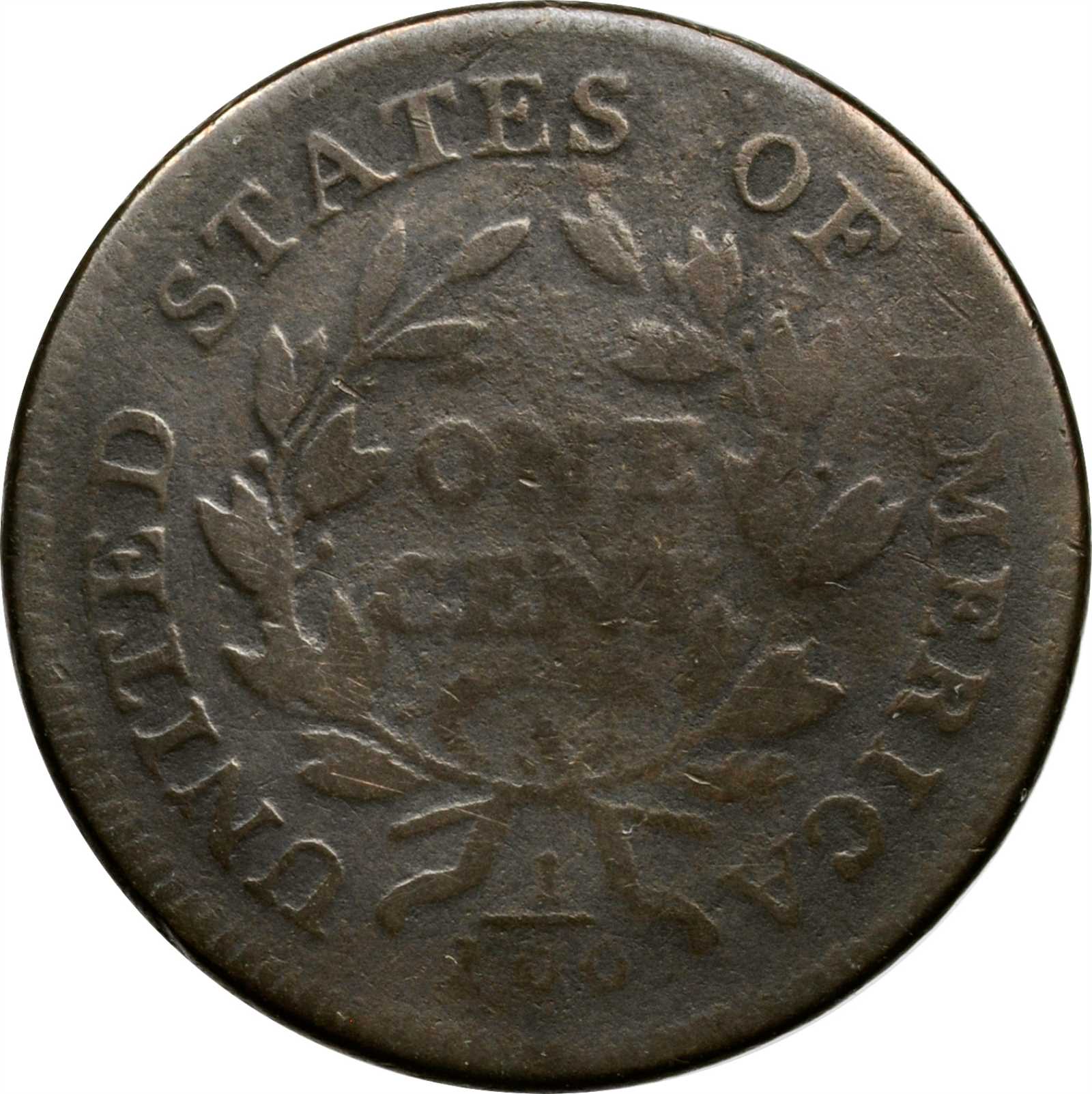 image for: 1798 Draped Bust Cent. S-157. Rarity-2. Style I Hair. VG-8, Porous.