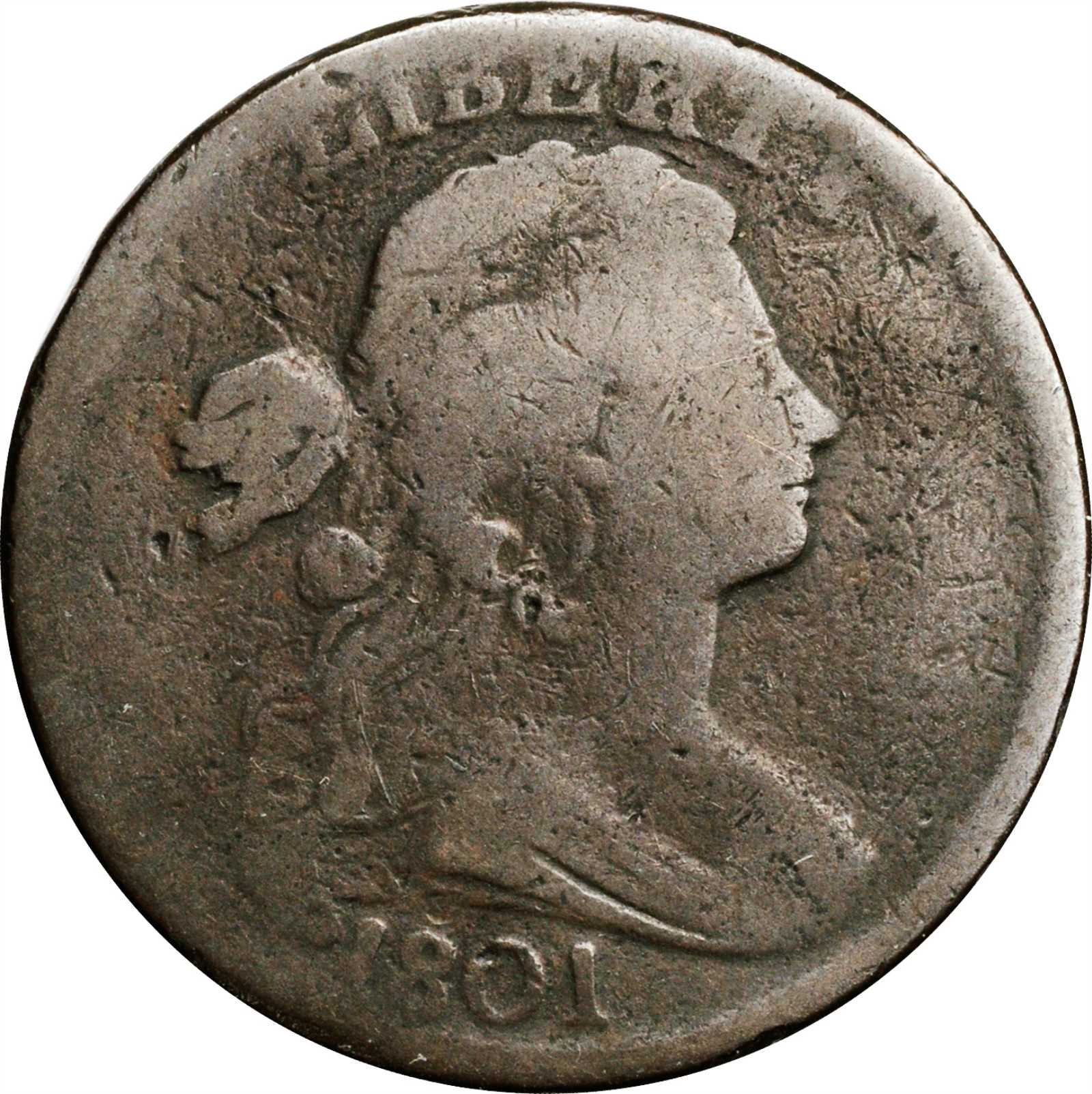 image for: 1801 Draped Bust Cent. S-216. Rarity-1. Good-6.