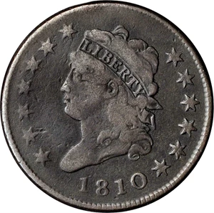 image for: 1810 Classic Head Cent. S-282. Rarity-2. Fine-12, Porous.