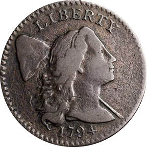 image for: 1794 Liberty Cap Cent. S-30. Rarity-1. Head of 1794. Fine-12.