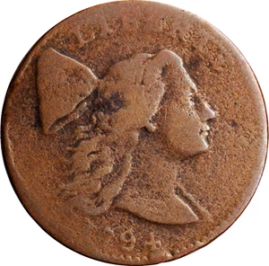 image for: 1794 Liberty Cap Cent. S-28. Rarity-2. Head of 1794. Good-6, Porous, Bent.