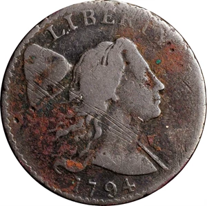 image for: 1794 Liberty Cap Cent. S-25. Rarity-3. Head of 1794. VG-8, Corrosion, Scratches.