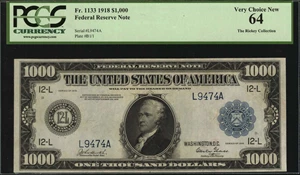 image for: Fr. 1133-L. 1918 $1000 Federal Reserve Note. San Francisco. PCGS Currency Very Choice New 64.