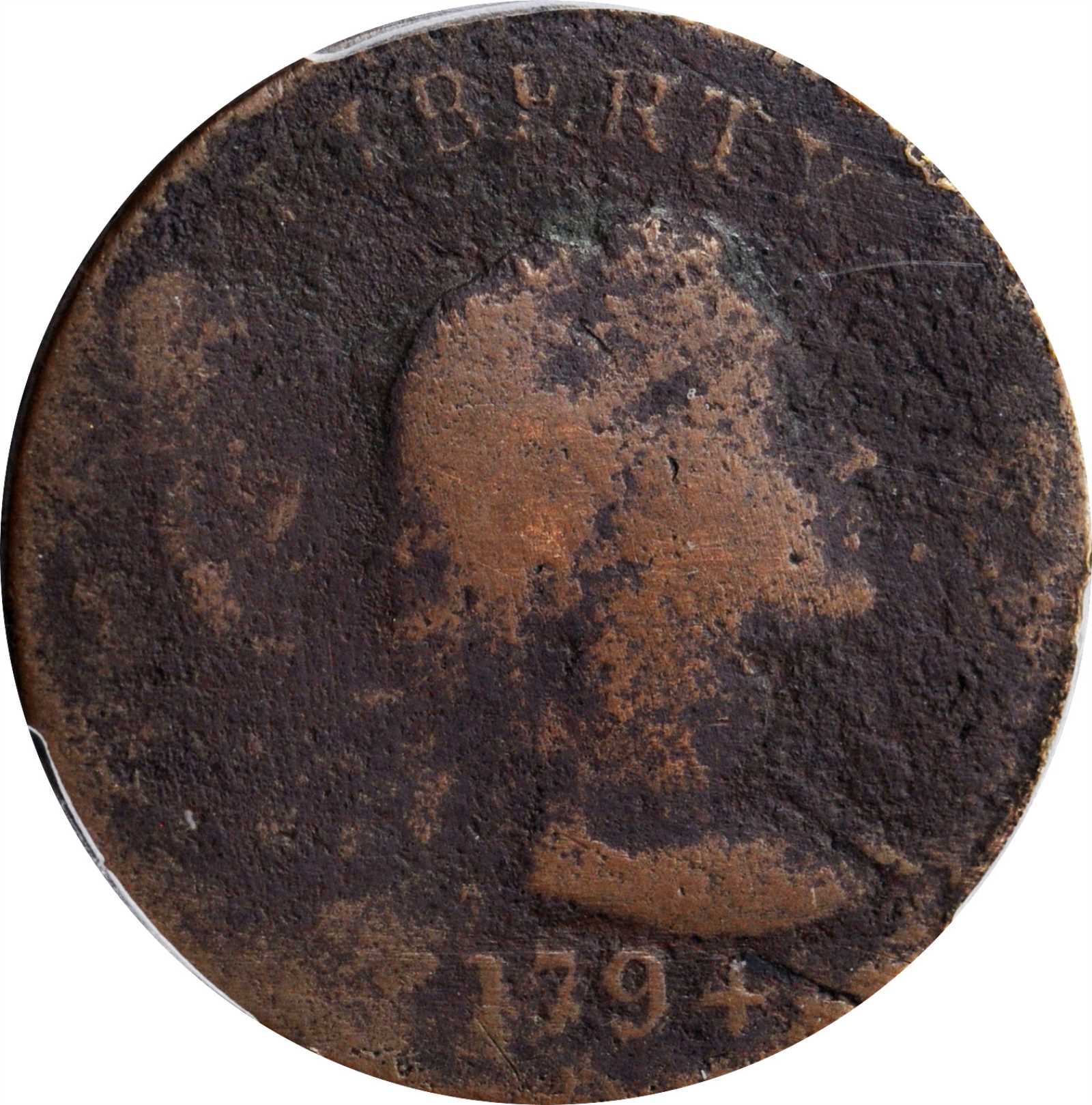 image for: 1794 Liberty Cap Cent. S-20B. Rarity-4+. Head of 1793. Good Details--Environmental Damage (PCGS).