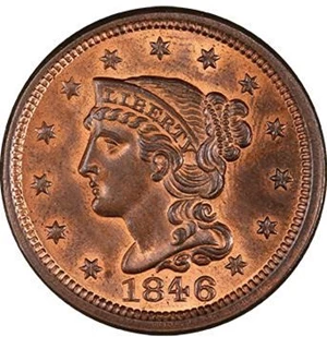 image for: L1C 1846 SMALL DATE. PCGS MS64 RB CAC