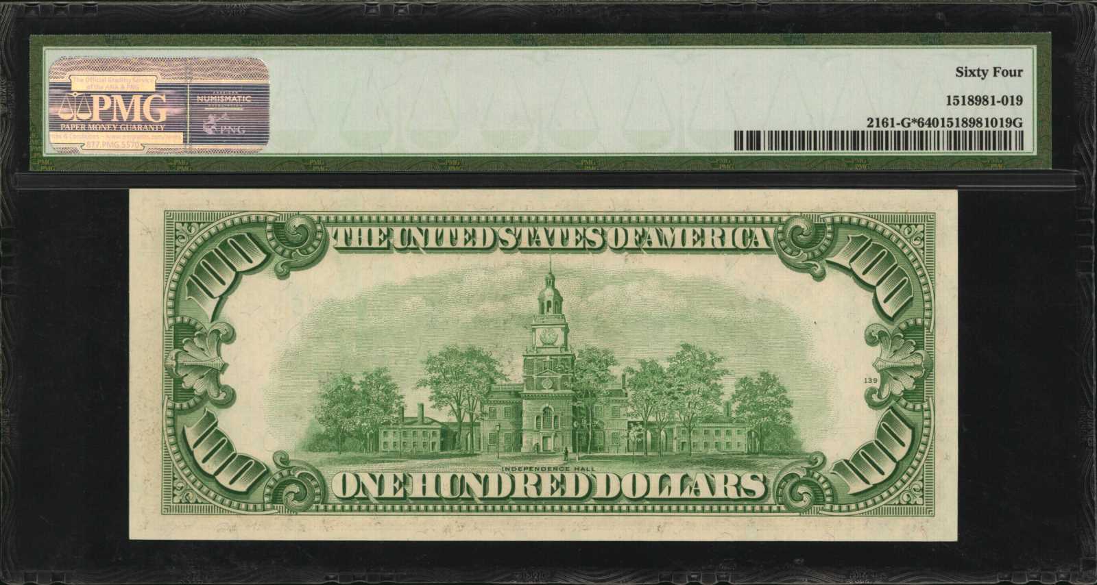 image for: Fr. 2161-G*. 1950D $100  Federal Reserve Star Note. Chicago. PMG Choice Uncirculated 64.