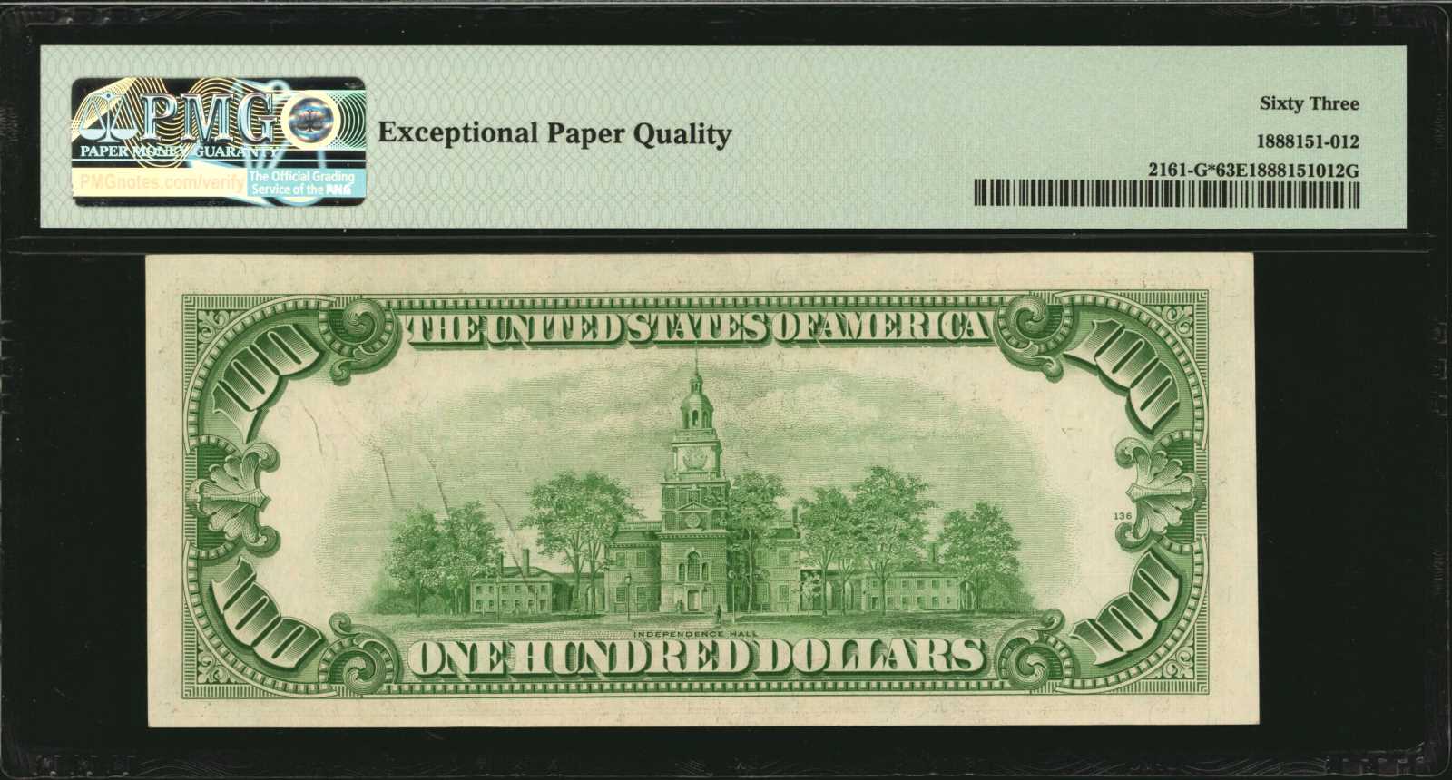 image for: Fr. 2161-G*. 1950D $100  Federal Reserve Star Note. Chicago. PMG Choice Uncirculated 63 EPQ.