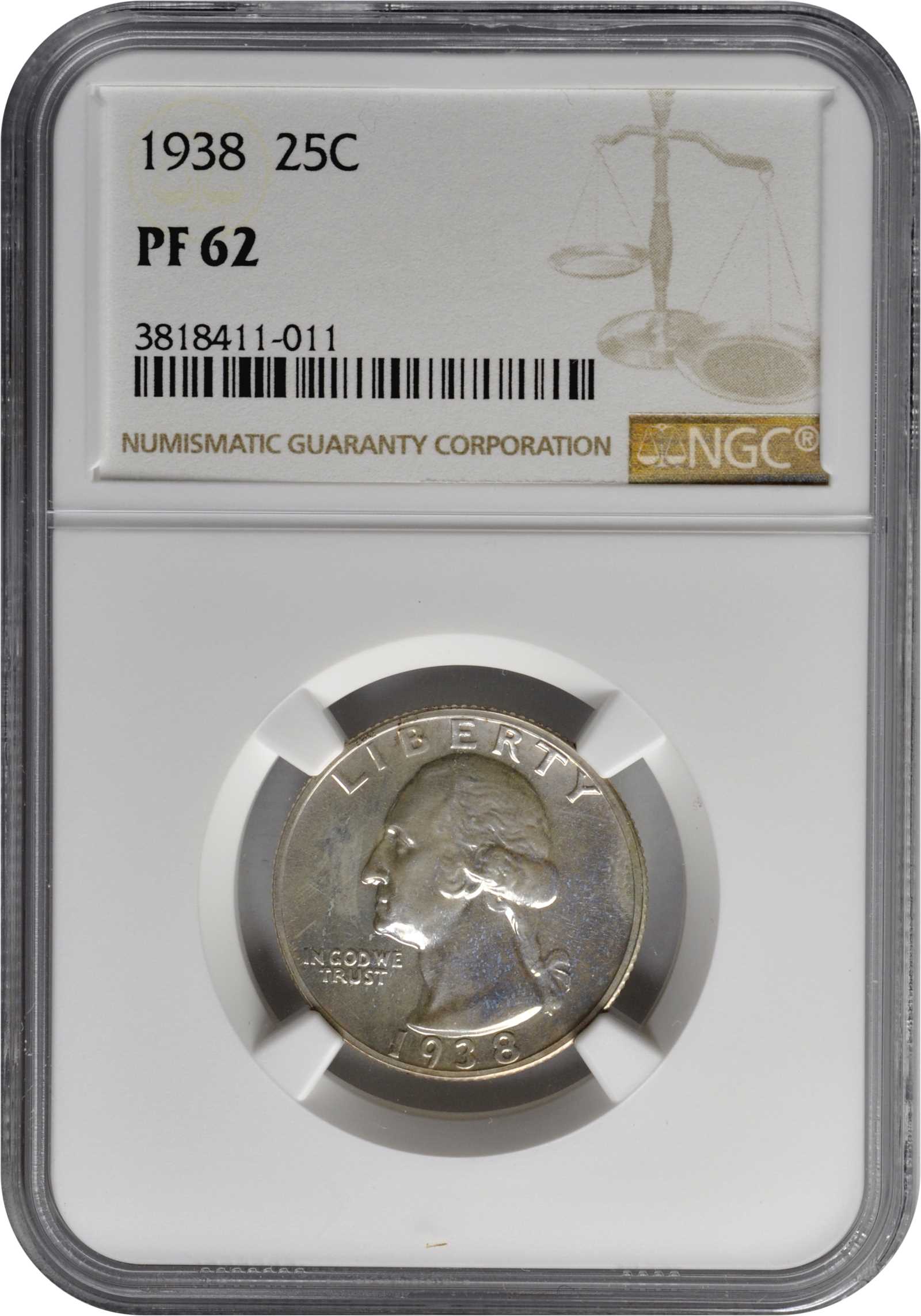 1938 25c PR62 CAC thumbnail 4