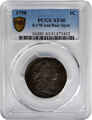 image for: 1798 Draped Bust Cent. S-170. Rarity-3+. Style II Hair. EF-40 (PCGS).