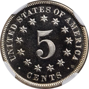 image for: 1871 Shield Nickel. Proof-68 Ultra Cameo (NGC).
